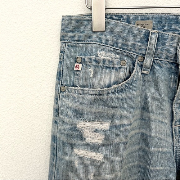 AG Ex-Boyfriend Crop Jeans Denim Pants Distressed Ankle Light Blue Size 26 Reg - Picture 3 of 15